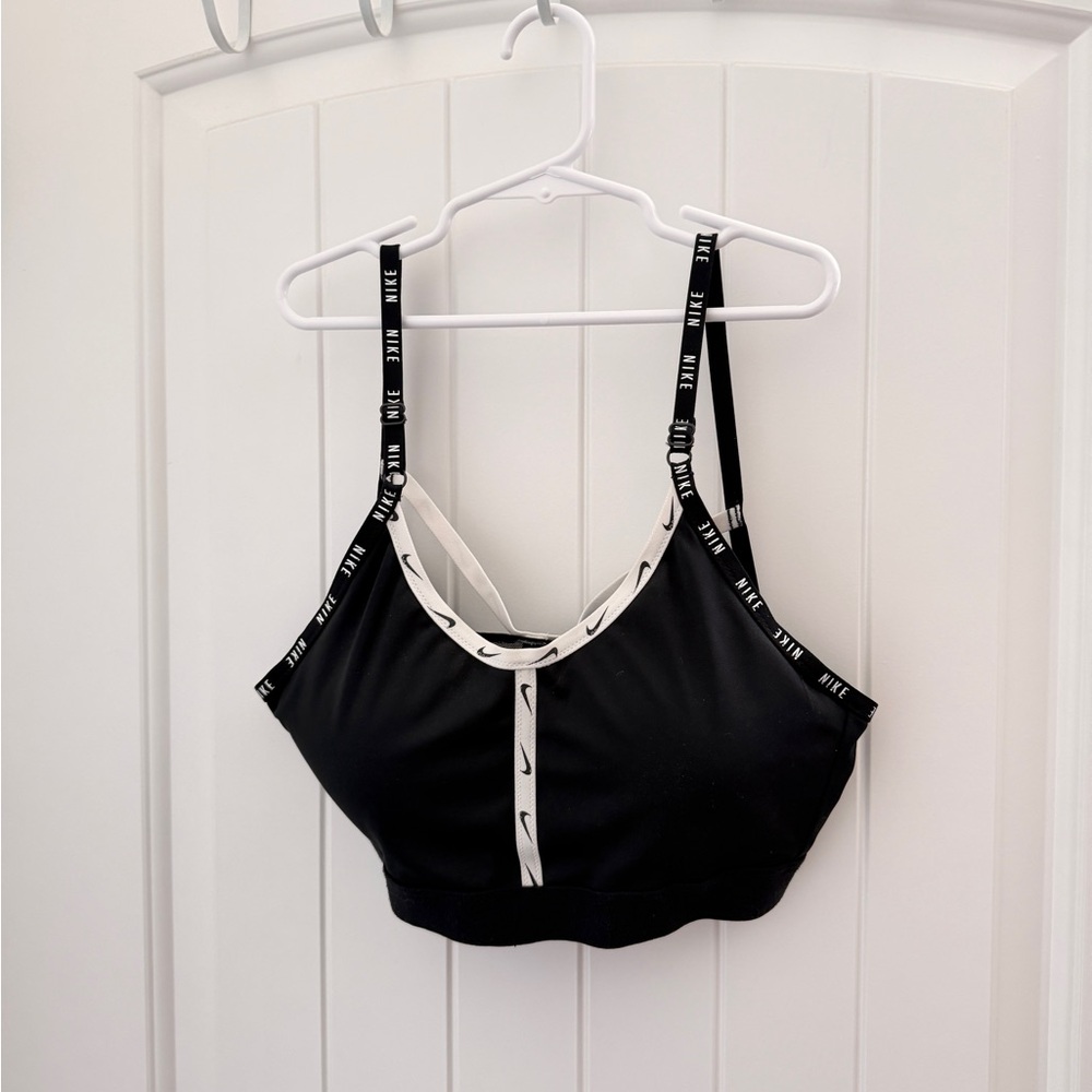 Nike Indy Black Sports Bra with White Trim